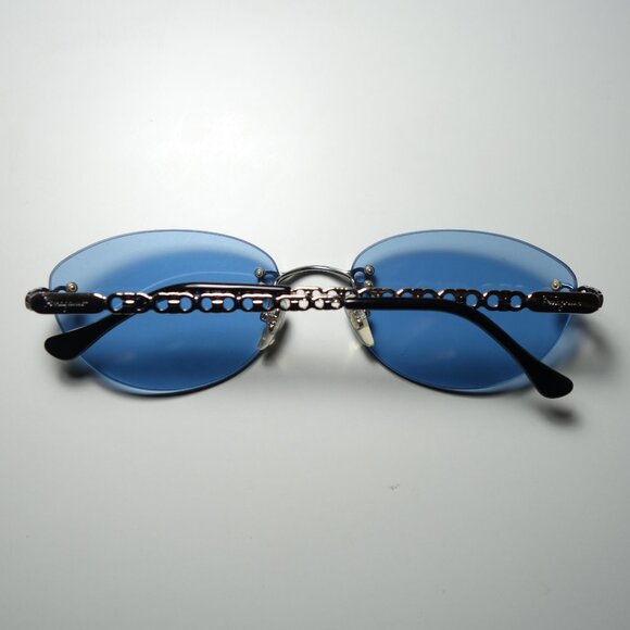 Vintage Salvatore Ferragamo Rimless Metal Frame Sunglasses Made In Italy w/ Case - Picture 5 of 16